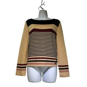 vintage St. John Sport Boat Neck Knit Stripped Long Sleeve Sweater Size M
